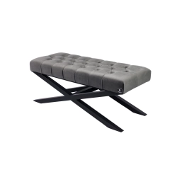 Ławka Pufa Pikowana Szary Guzik Tapicerski LPM-10 Rozmiary od 50 cm do 200 cm