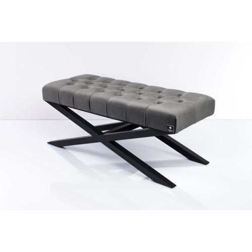 Ławka Pufa Pikowana Szary Guzik Tapicerski LPM-10 Rozmiary od 50 cm do 200 cm