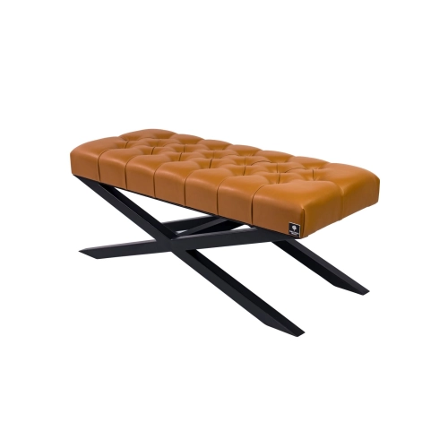 Ławka Pufa Pikowana Brązowa Ekoskóra LPM-10 Rozmiary od 50 cm do 200 cm