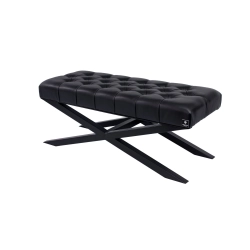 Ławka Pufa Pikowana Czarny Ekoskóra LPM-10 Rozmiary od 50 cm do 200 cm