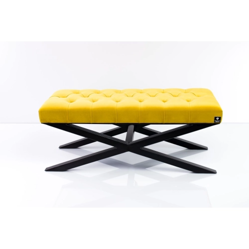 Ławka Pufa Pikowana Cytrynowa Żółcień Guzik Tapicerski LPM-10 Rozmiary od 50 cm do 200 cm