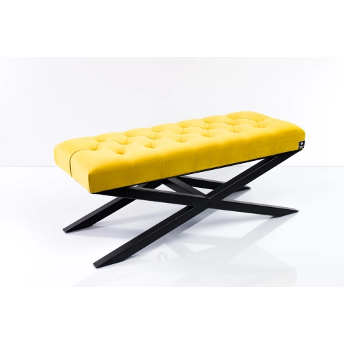 Ławka Pufa Pikowana Cytrynowa Żółcień Guzik Tapicerski LPM-10 Rozmiary od 50 cm do 200 cm