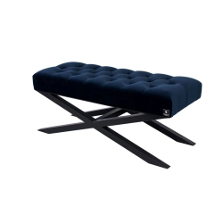 Ławka Pufa Pikowana Granatowy Guzik Tapicerski LPM-10 Rozmiary od 50 cm do 200 cm