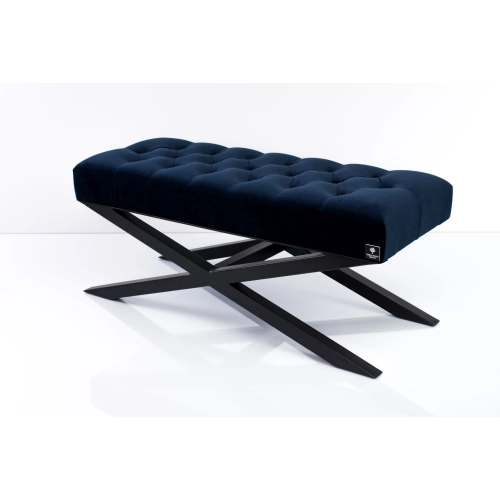 Ławka Pufa Pikowana Granatowy Guzik Tapicerski LPM-10 Rozmiary od 50 cm do 200 cm