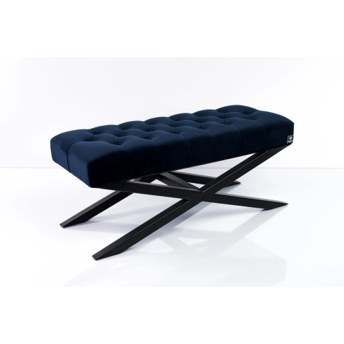 Ławka Pufa Pikowana Granatowy Guzik Tapicerski LPM-10 Rozmiary od 50 cm do 200 cm