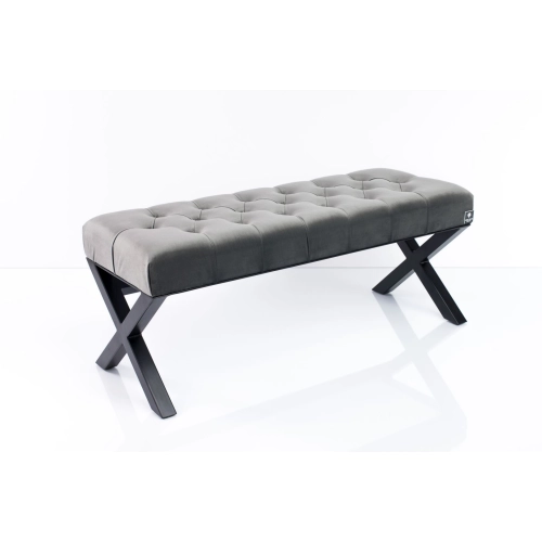 Ławka Pufa Pikowana Szary Guzik Tapicerowany Stal LPM-11 Rozmiary od 50 cm do 200 cm