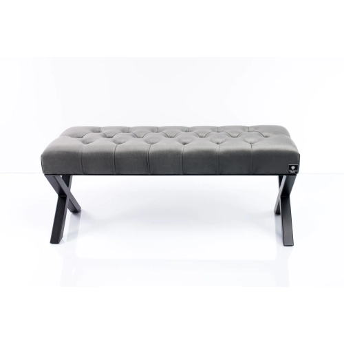 Ławka Pufa Pikowana Szary Guzik Tapicerowany Stal LPM-11 Rozmiary od 50 cm do 200 cm