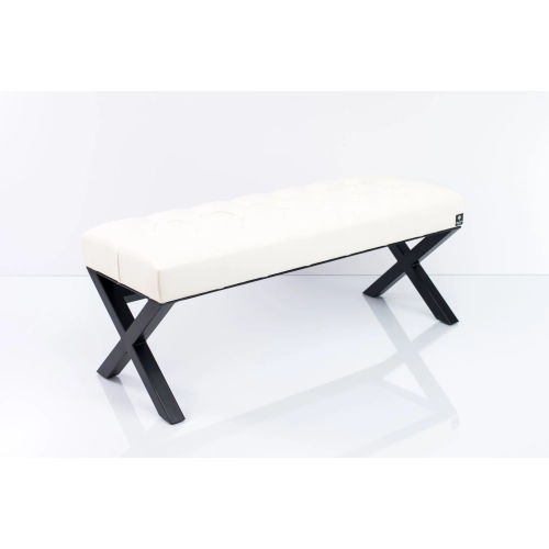 Ławka Pufa Pikowana Biały Guzik Tapicerowany Stal LPM-11 Rozmiary od 50 cm do 200 cm