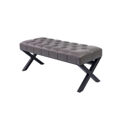 Ławka Pufa Pikowana Grafit Guzik Tapicerowany Stal LPM-11 Rozmiary od 50 cm do 200 cm