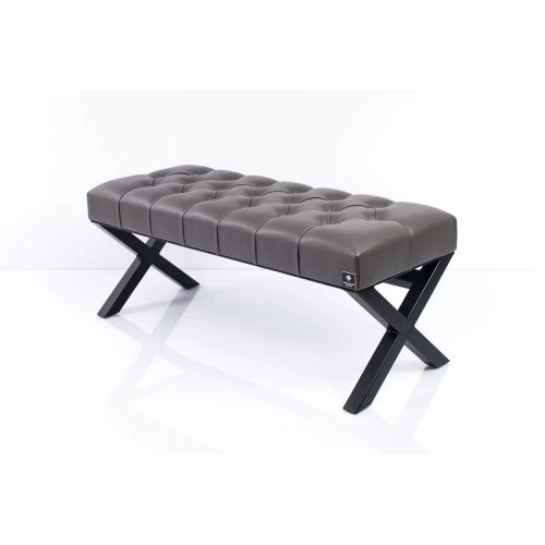 Ławka Pufa Pikowana Grafit Guzik Tapicerowany Stal LPM-11 Rozmiary od 50 cm do 200 cm