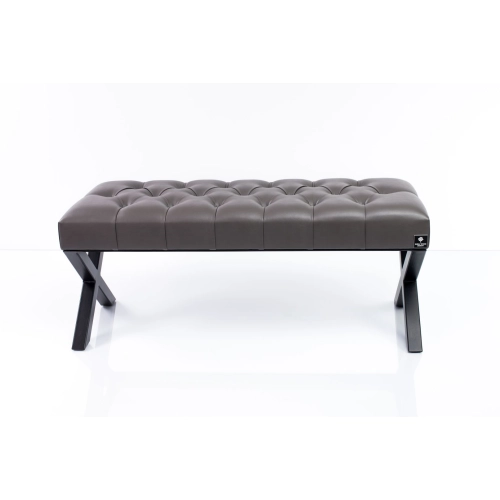 Ławka Pufa Pikowana Grafit Guzik Tapicerowany Stal LPM-11 Rozmiary od 50 cm do 200 cm