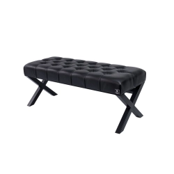 Ławka Pufa Pikowana Czarny Guzik Tapicerowany Stal LPM-11 Rozmiary od 50 cm do 200 cm