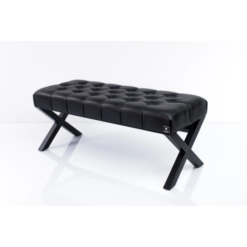 Ławka Pufa Pikowana Czarny Guzik Tapicerowany Stal LPM-11 Rozmiary od 50 cm do 200 cm