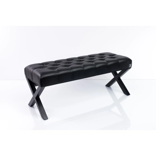 Ławka Pufa Pikowana Czarny Guzik Tapicerowany Stal LPM-11 Rozmiary od 50 cm do 200 cm