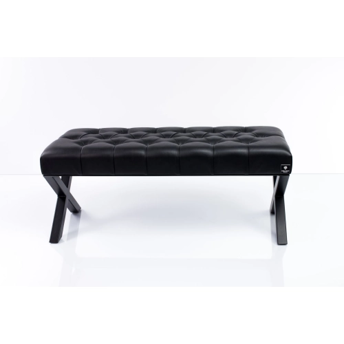 Ławka Pufa Pikowana Czarny Guzik Tapicerowany Stal LPM-11 Rozmiary od 50 cm do 200 cm