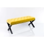 Ławka Pufa Pikowana Cytrynowa Żółcień Guzik Tapicerowany Stal LPM-11 Rozmiary od 50 cm do 200 cm
