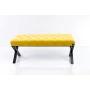 Ławka Pufa Pikowana Cytrynowa Żółcień Guzik Tapicerowany Stal LPM-11 Rozmiary od 50 cm do 200 cm