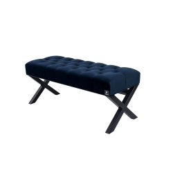 Ławka Pufa Pikowana Granatowy Guzik Tapicerowany Stal LPM-11 Rozmiary od 50 cm do 200 cm