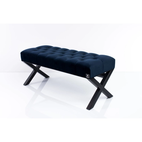 Ławka Pufa Pikowana Granatowy Guzik Tapicerowany Stal LPM-11 Rozmiary od 50 cm do 200 cm