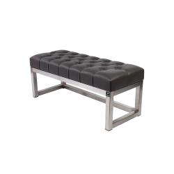 Ławka Pufa Pikowana Grafit Guzik Tapicerowany Stal Nierdzewna Szczotkowana / Polerowana LPM-2 Rozmiary od 50 cm do 200 cm
