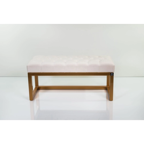 Ławka Pufa Pikowana Biały Guzik Tapicerowany Stal LPM-2 Rozmiary od 45 cm do 200 cm