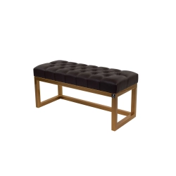 Ławka Pufa Pikowana Brązowa Guzik Tapicerowany Stal LPM-2 Rozmiary od 45 cm do 200 cm