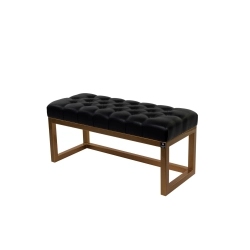Ławka Pufa Pikowana Czarna Guzik Tapicerowany Stal LPM-2 Rozmiary od 45 cm do 200 cm