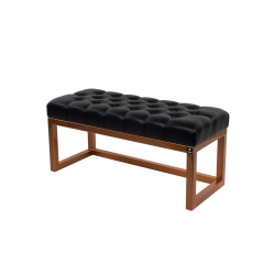 Ławka Pufa Pikowana Czarna Guzik Tapicerowany Stal LPM-2 Rozmiary od 45 cm do 200 cm