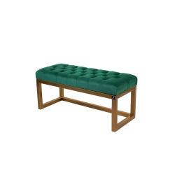 Ławka Pufa Pikowana Butelkowa Zieleń Guzik Tapicerowany Stal LPM-2 Rozmiary od 50 cm do 200 cm