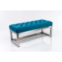 Ławka Pufa Pikowana Turkus Guzik Tapicerowany Stal Nierdzewna Szczotkowana / Polerowana LPM-3 Rozmiary od 50 cm do 200 cm