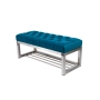 Ławka Pufa Pikowana Turkus Guzik Tapicerowany Stal Nierdzewna Szczotkowana / Polerowana LPM-3 Rozmiary od 50 cm do 200 cm