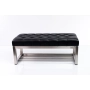 Ławka Pufa Pikowana Czarny Guzik Tapicerowany Stal Nierdzewna Szczotkowana / Polerowana LPM-3 Rozmiary od 50 cm do 200 cm