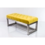 Ławka Pufa Pikowana Cytrynowa Żółcień Guzik Tapicerowany Stal Nierdzewna Szczotkowana / Polerowana LPM-3 Rozmiary od 50 cm do 200 cm