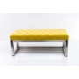 Ławka Pufa Pikowana Cytrynowa Żółcień Guzik Tapicerowany Stal Nierdzewna Szczotkowana / Polerowana LPM-3 Rozmiary od 50 cm do 200 cm