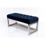 Ławka Pufa Pikowana Granatowy Guzik Tapicerowany Stal Nierdzewna Szczotkowana / Polerowana LPM-3 Rozmiary od 50 cm do 200 cm