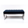Ławka Pufa Pikowana Granatowy Guzik Tapicerowany Stal Nierdzewna Szczotkowana / Polerowana LPM-3 Rozmiary od 50 cm do 200 cm
