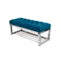 Ławka Pufa Pikowana Turkus Guzik Tapicerowany Stal Nierdzewna Szczotkowana / Polerowana LPM-4 Rozmiary od 50 cm do 200 cm