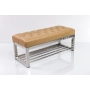 Ławka Pufa Pikowana Brązowa Guzik Tapicerowany Stal Nierdzewna Szczotkowana / Polerowana LPM-4 Rozmiary od 50 cm do 200 cm
