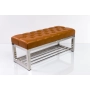 Ławka Pufa Pikowana Brązowa Guzik Tapicerowany Stal Nierdzewna Szczotkowana / Polerowana LPM-4 Rozmiary od 50 cm do 200 cm