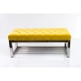 Ławka Pufa Pikowana Cytrynowa Żółcień Guzik Tapicerowany Stal Nierdzewna Szczotkowana / Polerowana LPM-4 Rozmiary od 50 cm do 200 cm