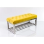 Ławka Pufa Pikowana Cytrynowa Żółcień Guzik Tapicerowany Stal Nierdzewna Szczotkowana / Polerowana LPM-4 Rozmiary od 50 cm do 200 cm