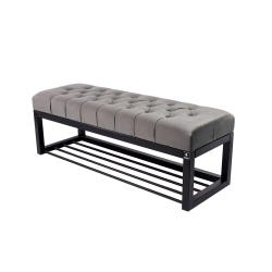 Ławka Pufa Pikowana Szary Guzik Tapicerowany Stal LPM-4 Rozmiary od 50 cm do 200 cm