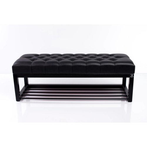 Ławka Pufa Pikowana Czarny Guzik Tapicerowany Stal LPM-4 Rozmiary od 50 cm do 200 cm