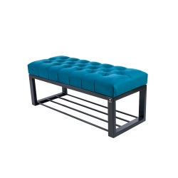 Ławka Pufa Pikowana Turkus Guzik Tapicerowany Stal LPM-6 Rozmiary od 50 cm do 200 cm