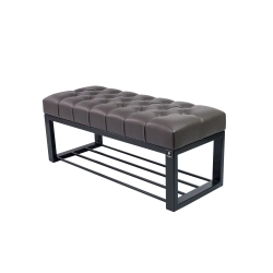 Ławka Pufa Pikowana Grafit Guzik Tapicerowany Stal LPM-6 Rozmiary od 50 cm do 200 cm