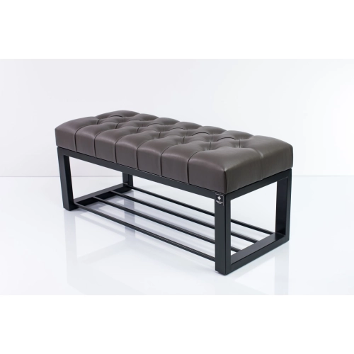 Ławka Pufa Pikowana Grafit Guzik Tapicerowany Stal LPM-6 Rozmiary od 50 cm do 200 cm
