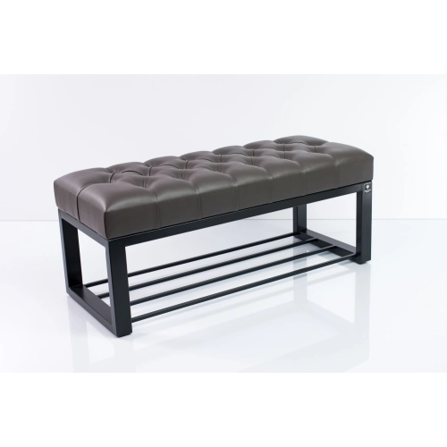 Ławka Pufa Pikowana Grafit Guzik Tapicerowany Stal LPM-6 Rozmiary od 50 cm do 200 cm