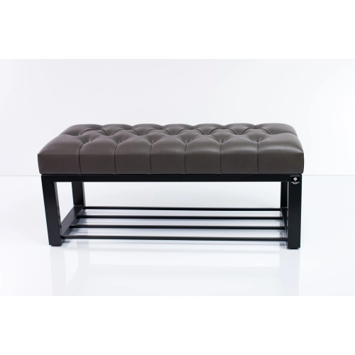 Ławka Pufa Pikowana Grafit Guzik Tapicerowany Stal LPM-6 Rozmiary od 50 cm do 200 cm