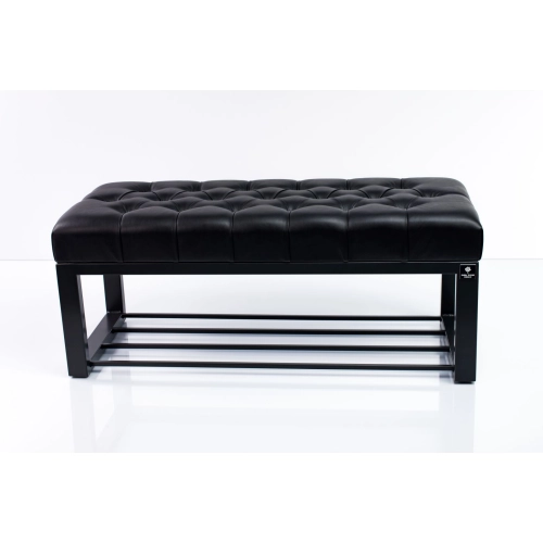 Ławka Pufa Pikowana Czarny Guzik Tapicerowany Stal LPM-6 Rozmiary od 50 cm do 200 cm
