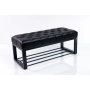 Ławka Pufa Pikowana Czarny Guzik Tapicerowany Stal LPM-6 Rozmiary od 50 cm do 200 cm